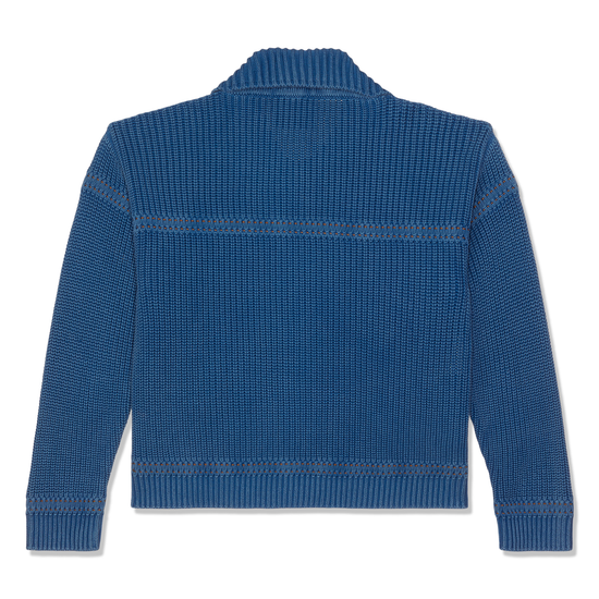 Moschino Jeans Rib Knit Button Up Sweater (Fantasy Print Blue)