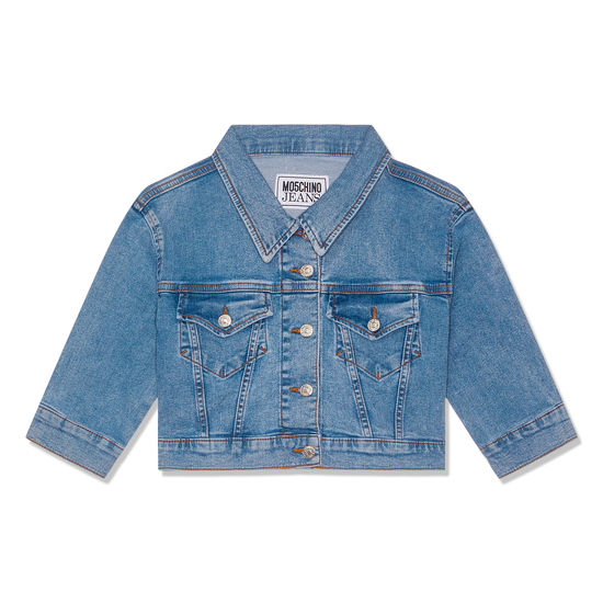 Moschino Jeans Cropped Jacket (Fantasy Print Blue)