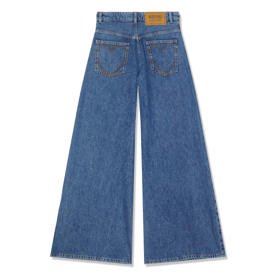 Moschino Jeans Denim Wide Leg Trousers (Blue Multi)