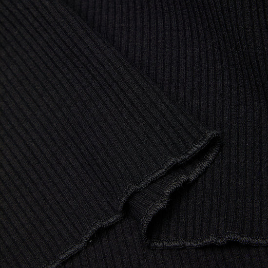 Moschino Jeans Logo Patch Rib Knit Cropped T-Shirt (Black)