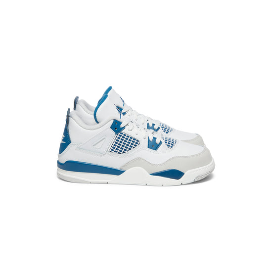 Nike Little Kids Air Jordan 4 Retro (Off White/Military Blue/Neutral Grey)