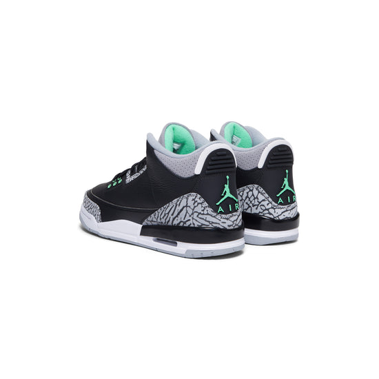 Nike Kids Air Jordan 3 Retro (Black/Green Glow/Wolf Grey/White)