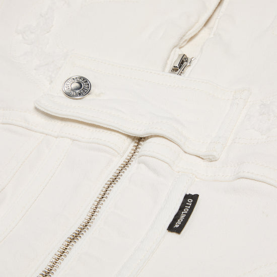 Ottolinger Woven Cropped Boxy Denim Jacket (Shredded White)