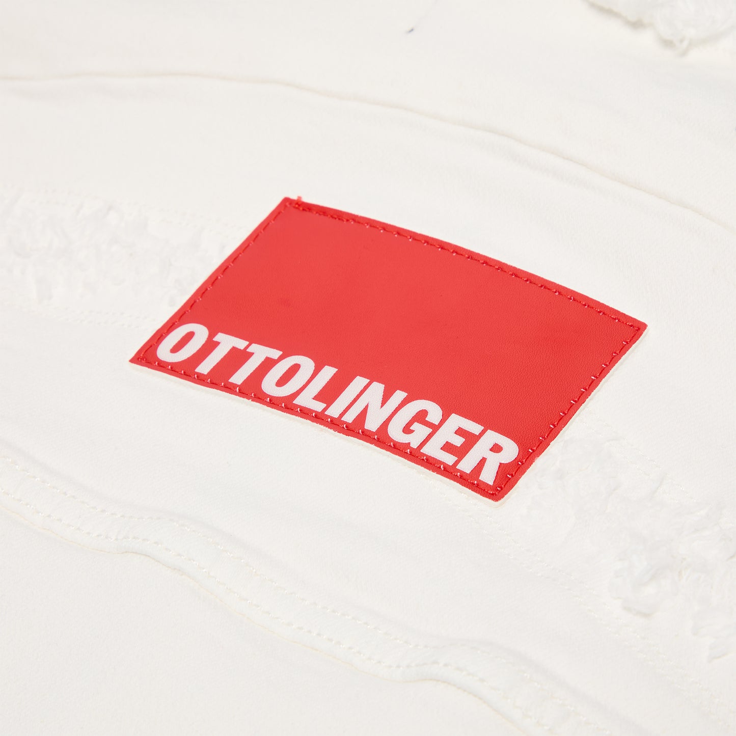 Ottolinger Woven Cropped Boxy Denim Jacket (Shredded White)