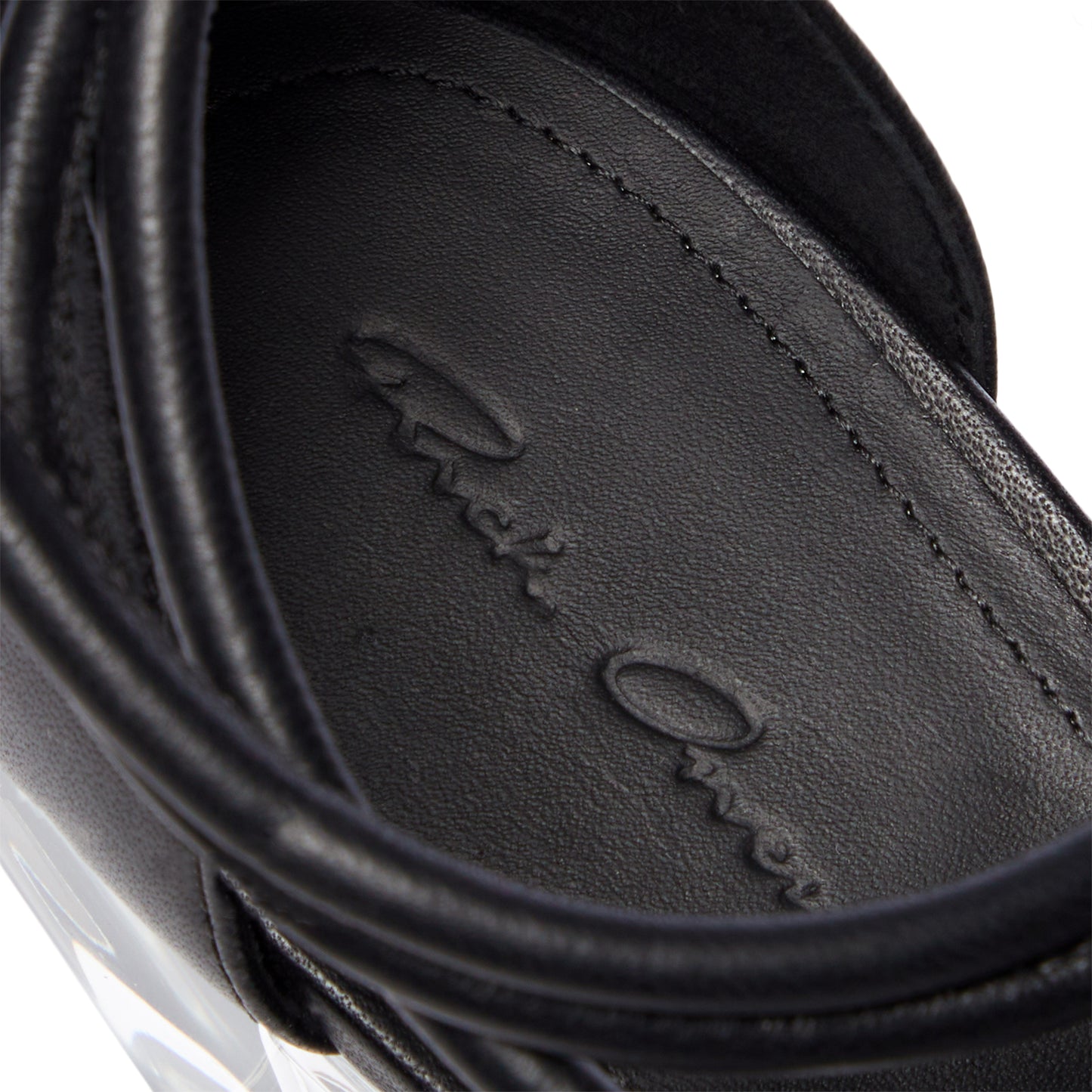 Rick Owens Womens Sliver 50MM Leather Ankle Wrap Sandals (Black)
