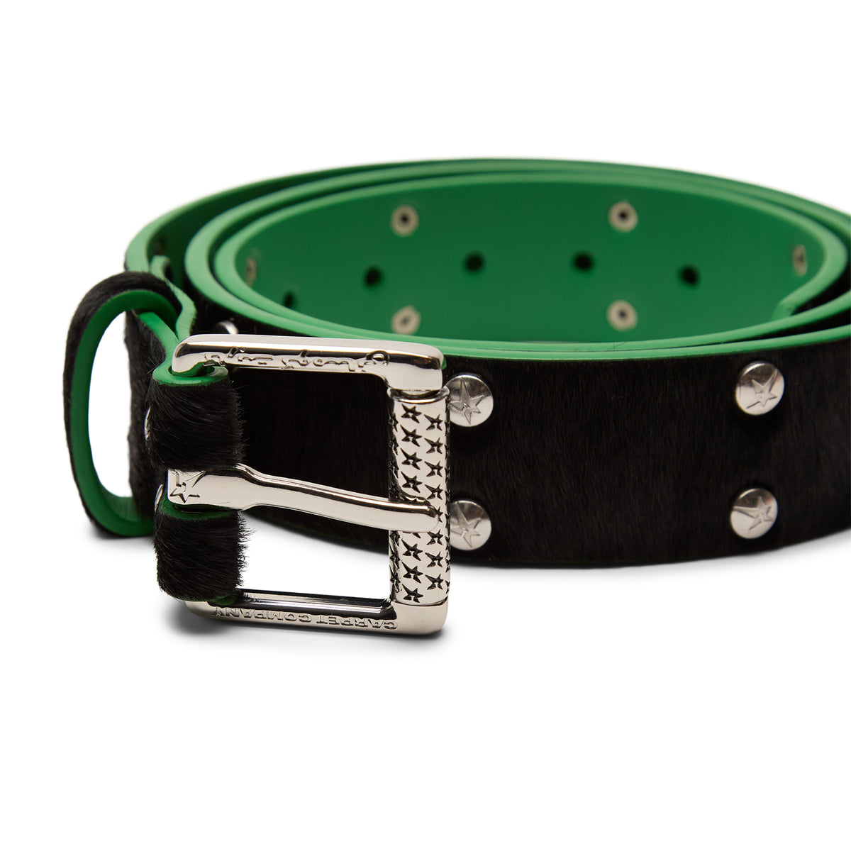 Carpet Company Pony Hair Studded Belt (Black)