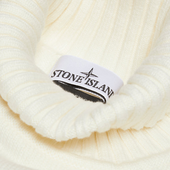 Stone Island Logo Patch Turtleneck Sweater (White)