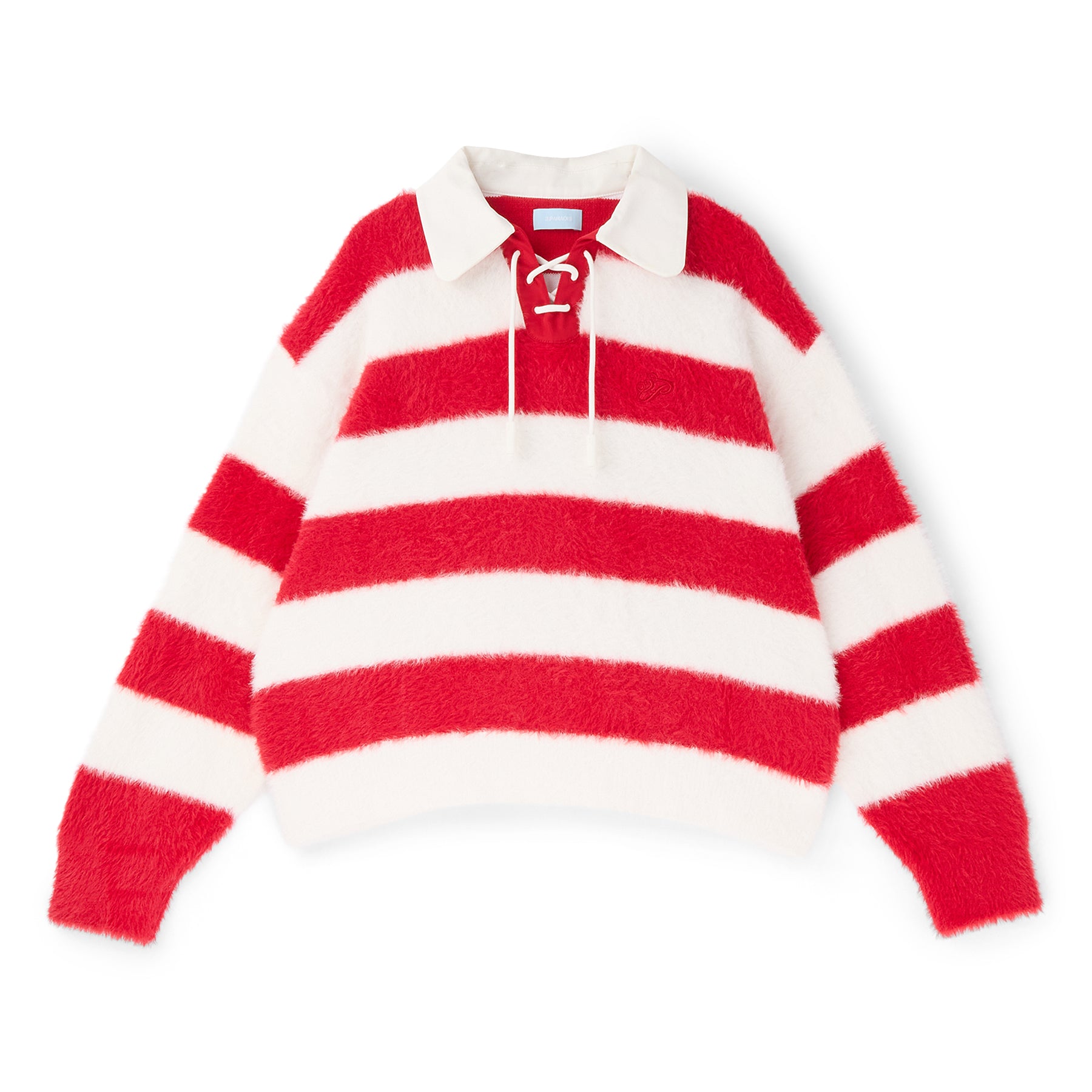 3.Paradis Fluffy Knit LS Polo (Redwhite) – CNCPTS