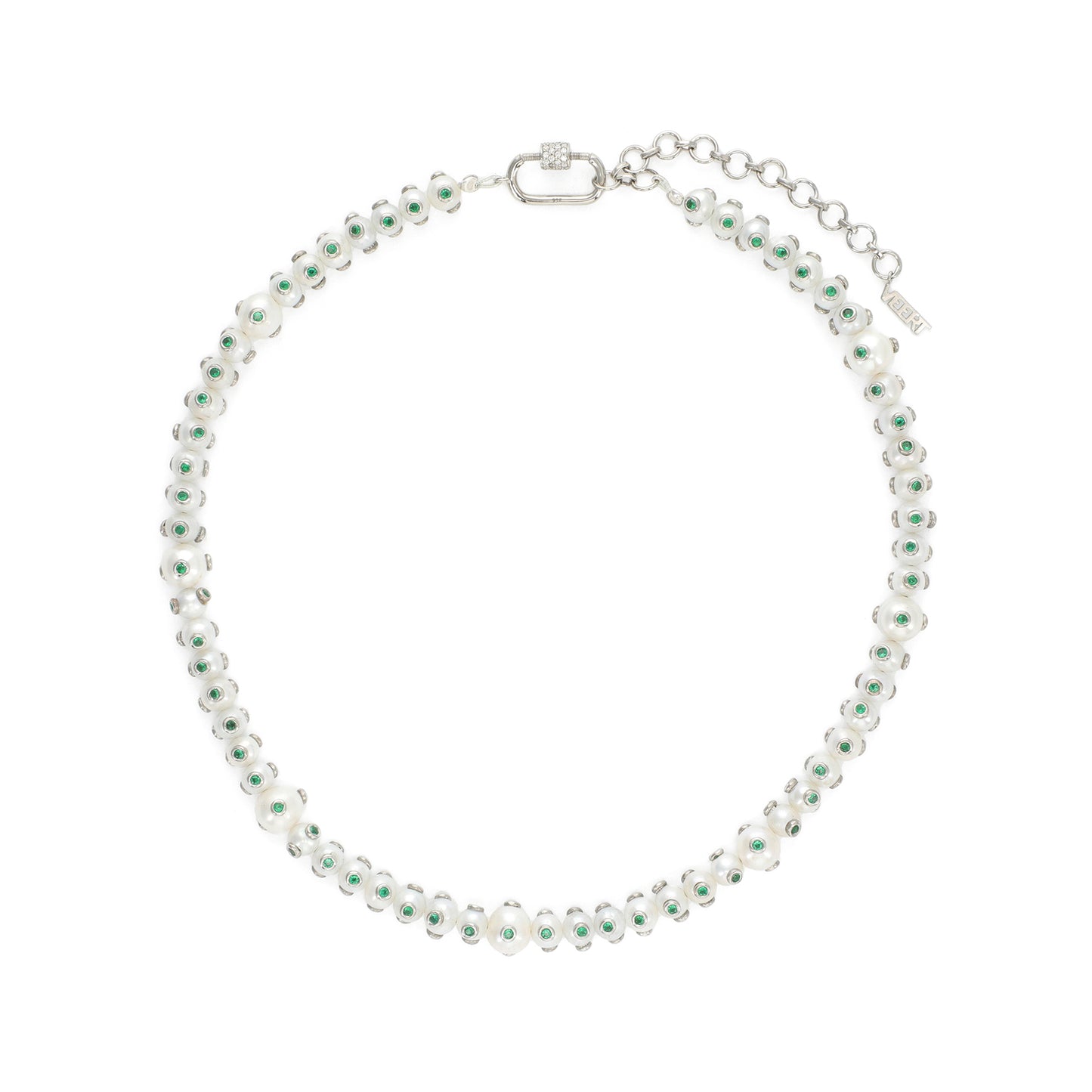 VEERT The Green Polka Dot Freshwater Pearl Necklace (White Gold)
