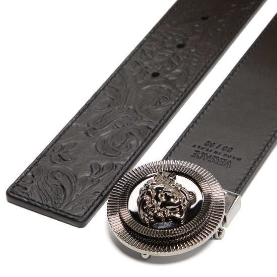 Versace Reversible Belt (Black/Ruthenium)