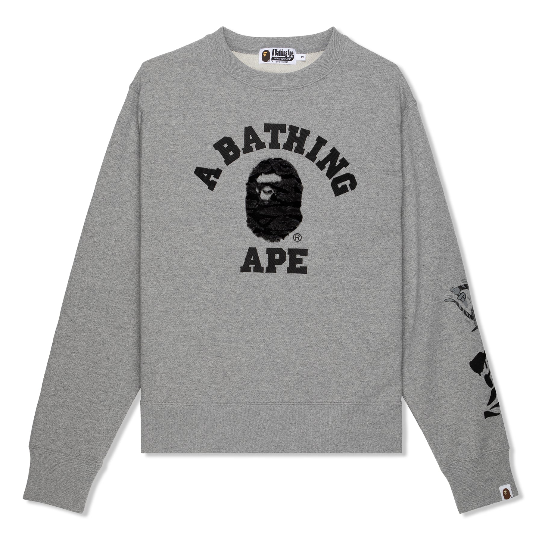 A Bathing Ape Tiger Camo College Relaxed Fit Crewneck Gray
