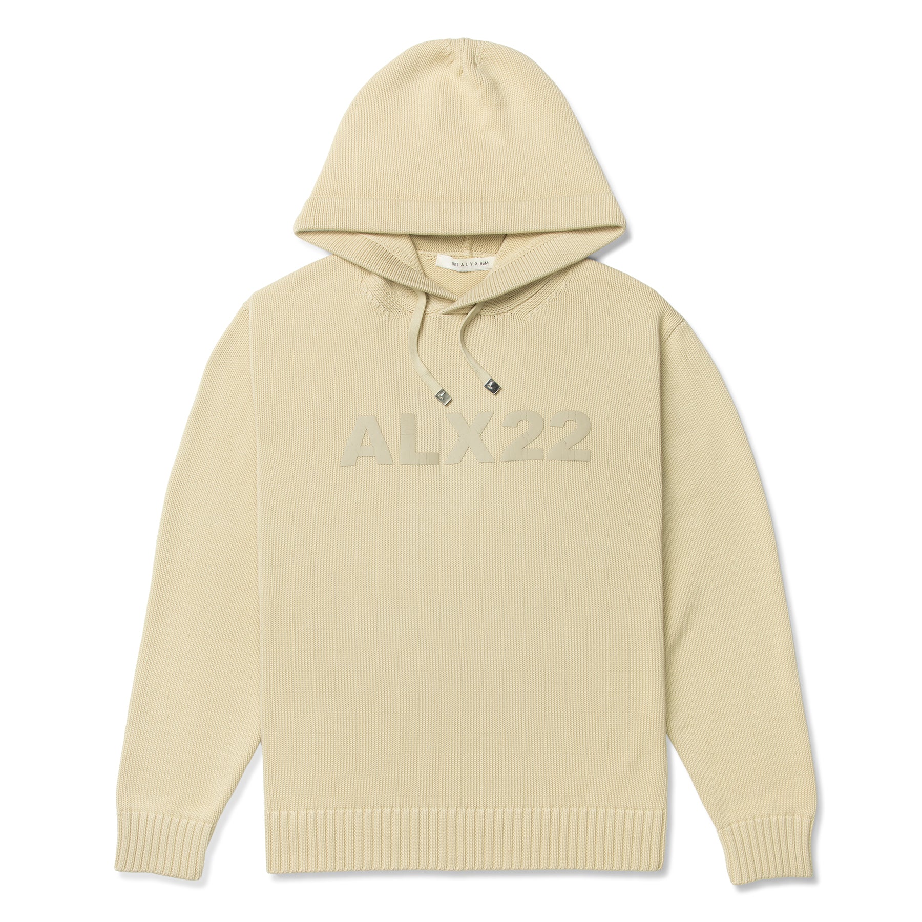 1017 ALYX 9SM Treated Logo Knit Hooded Sweater (Natural Light Beige)