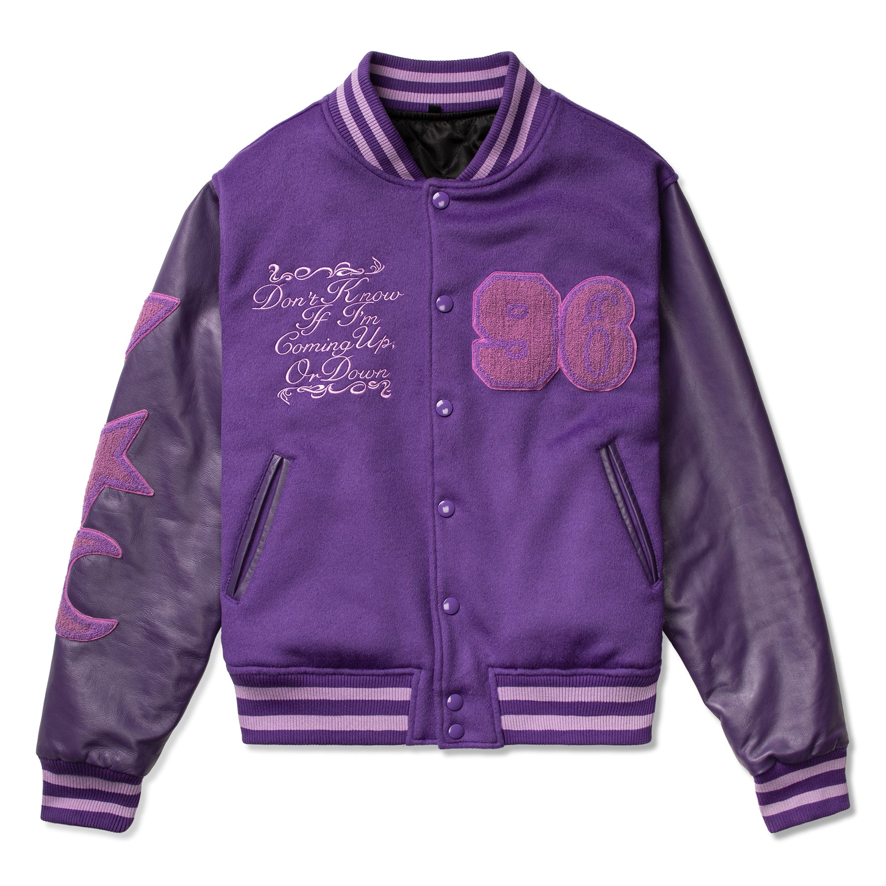 Custom Varsity Letterman Class Jacket Purple Leather Oxford 