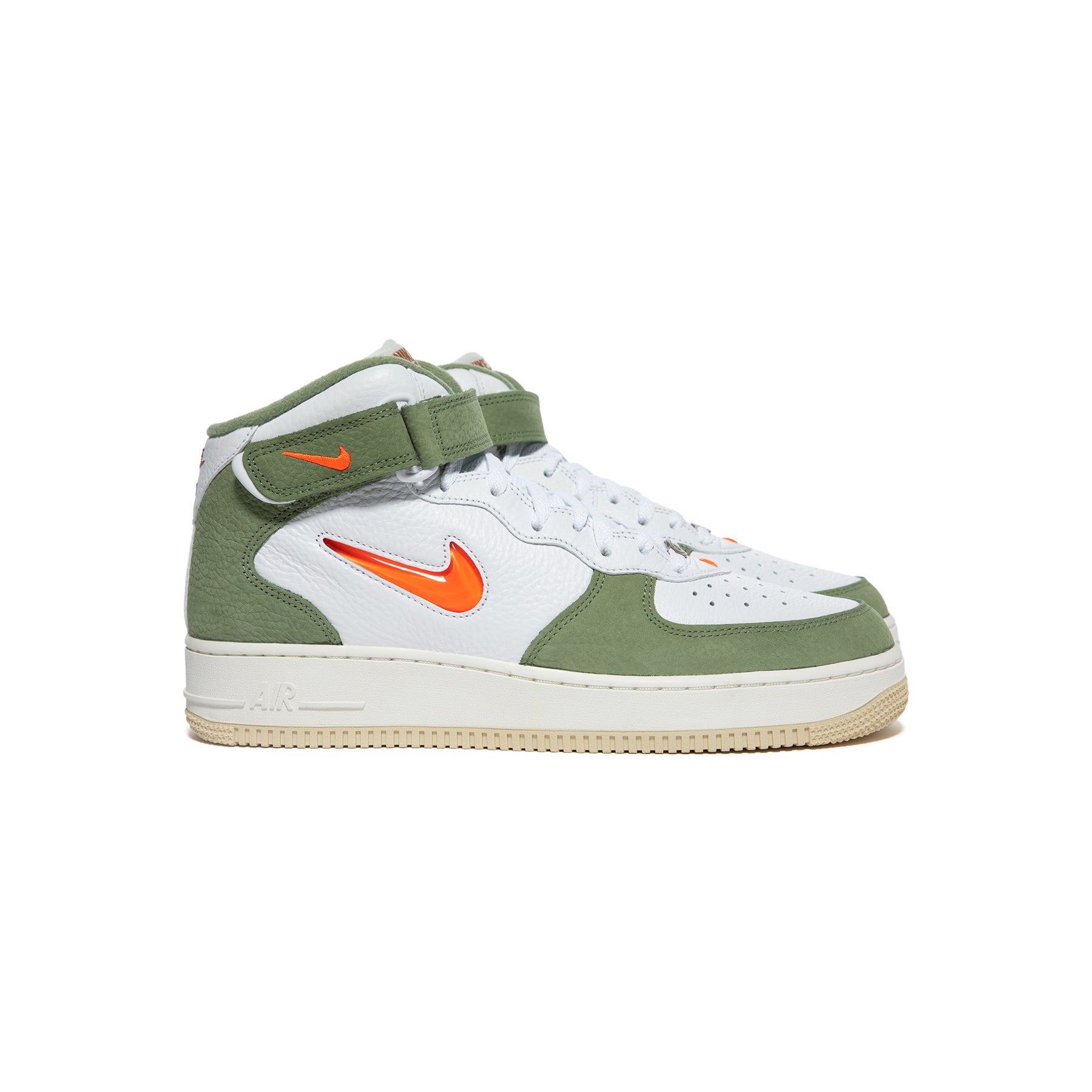 Nike Air Force 1 Mid QS 10.5 / White/Total Orange-Oil Green
