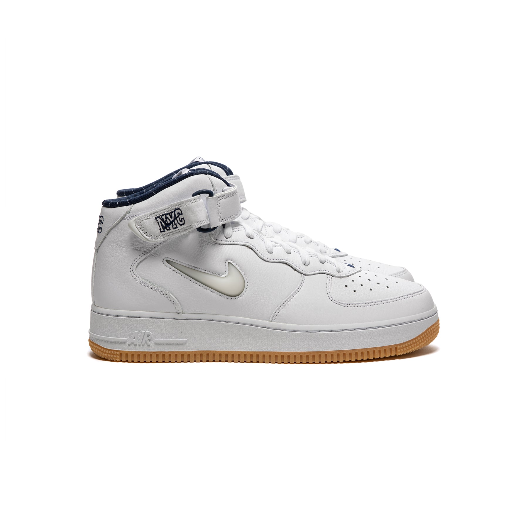 kat roman medeleerling Nike Air Force 1 Mid (White/Midnight Navy/Gum Yellow) – Concepts