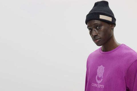 Concepts Leather Patch Beanie (Black)