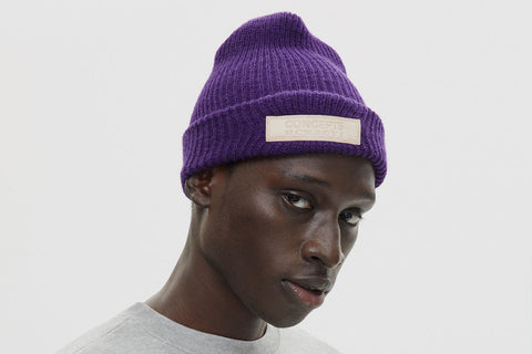 Concepts Leather Patch Beanie (Purple)