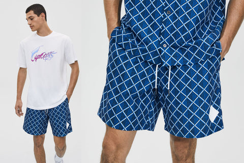 Concepts Almas Geometric Pattern Nylon Shorts (Royal/Navy/Light Blue)