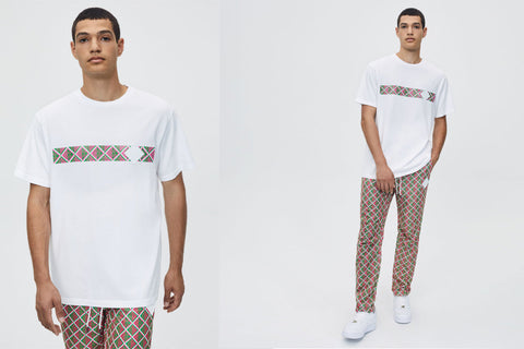 Concepts Almas Stripe Tee (Pink/Dark Lime/White)
