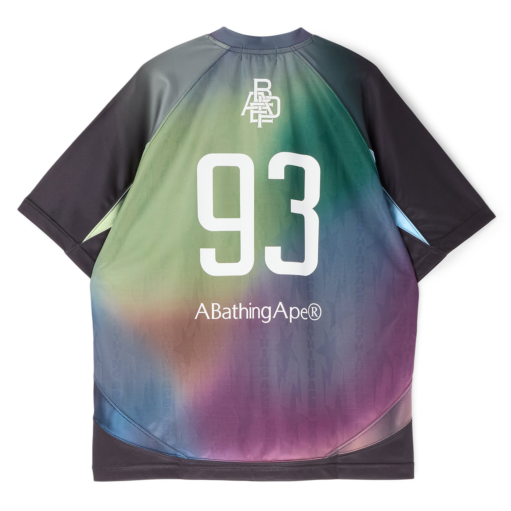 A Bathing Ape Tie Dye Sta Stripe Pattern Relaxed Fit Football Jersey Tee M (Black)