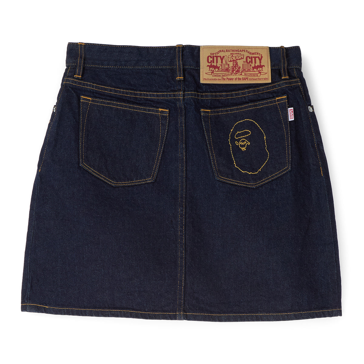 A Bathing Ape Ape Head Embroidery 12 OZ Denim Skirt (Indigo)