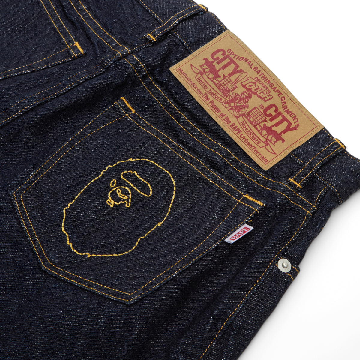 A Bathing Ape Ape Head Embroidery 12 OZ Denim Skirt (Indigo)
