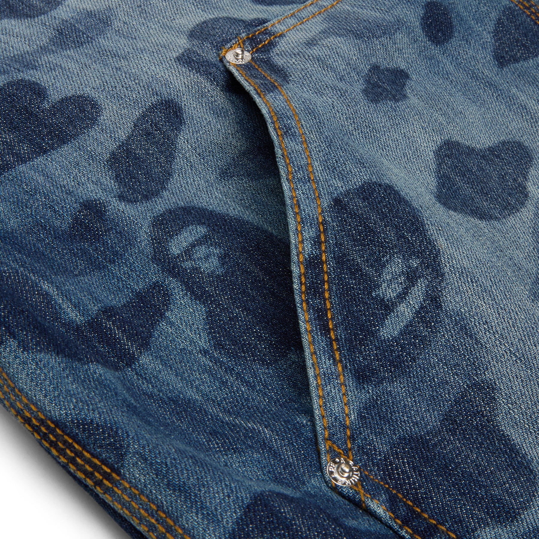 A Bathing Ape 1St Camo Double Knee 13 Oz Relaxed Fit Denim Shorts M (Indigo)