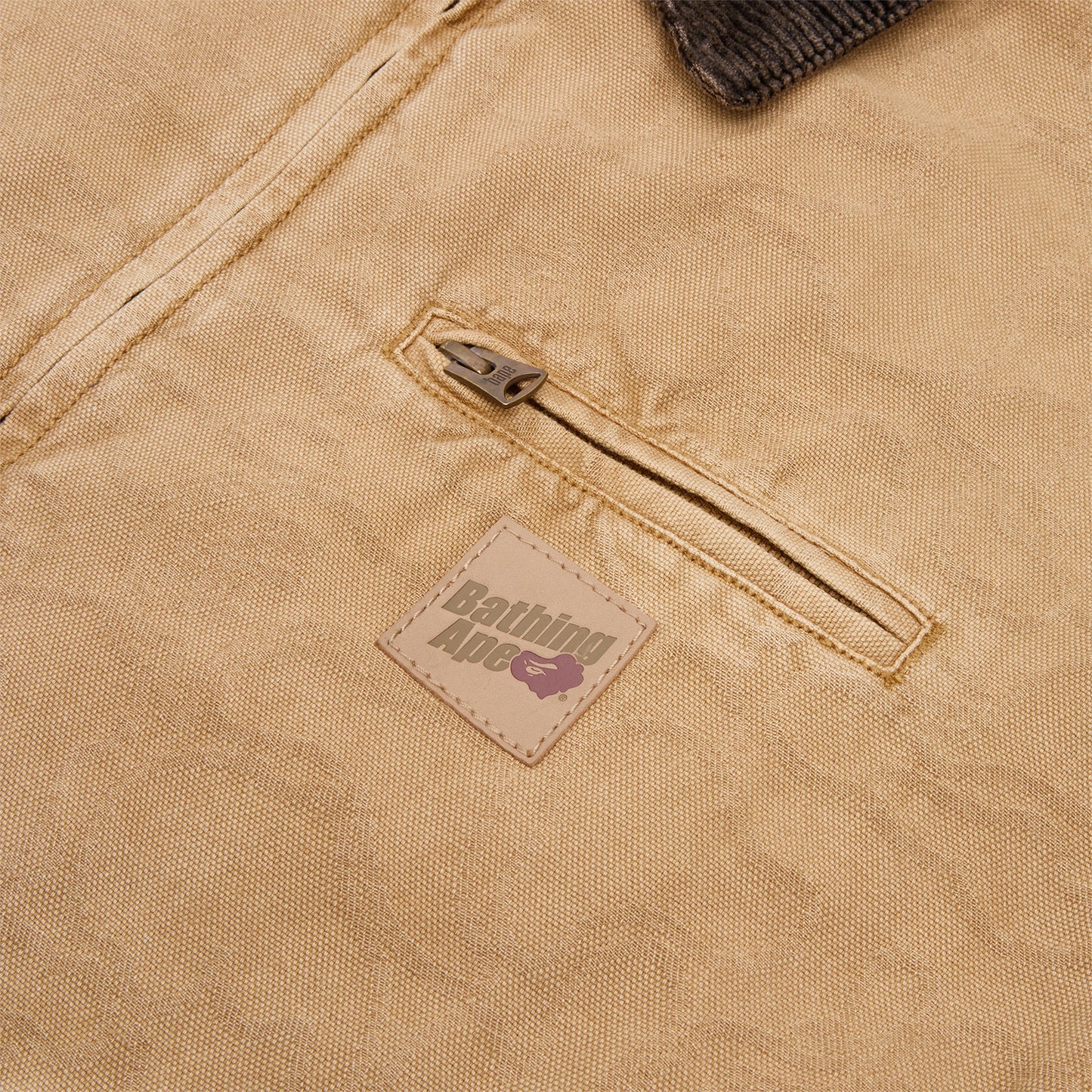 A Bathing Ape Line Camo Jacquard Garment Dyed Padded Work Jacket (Beige)