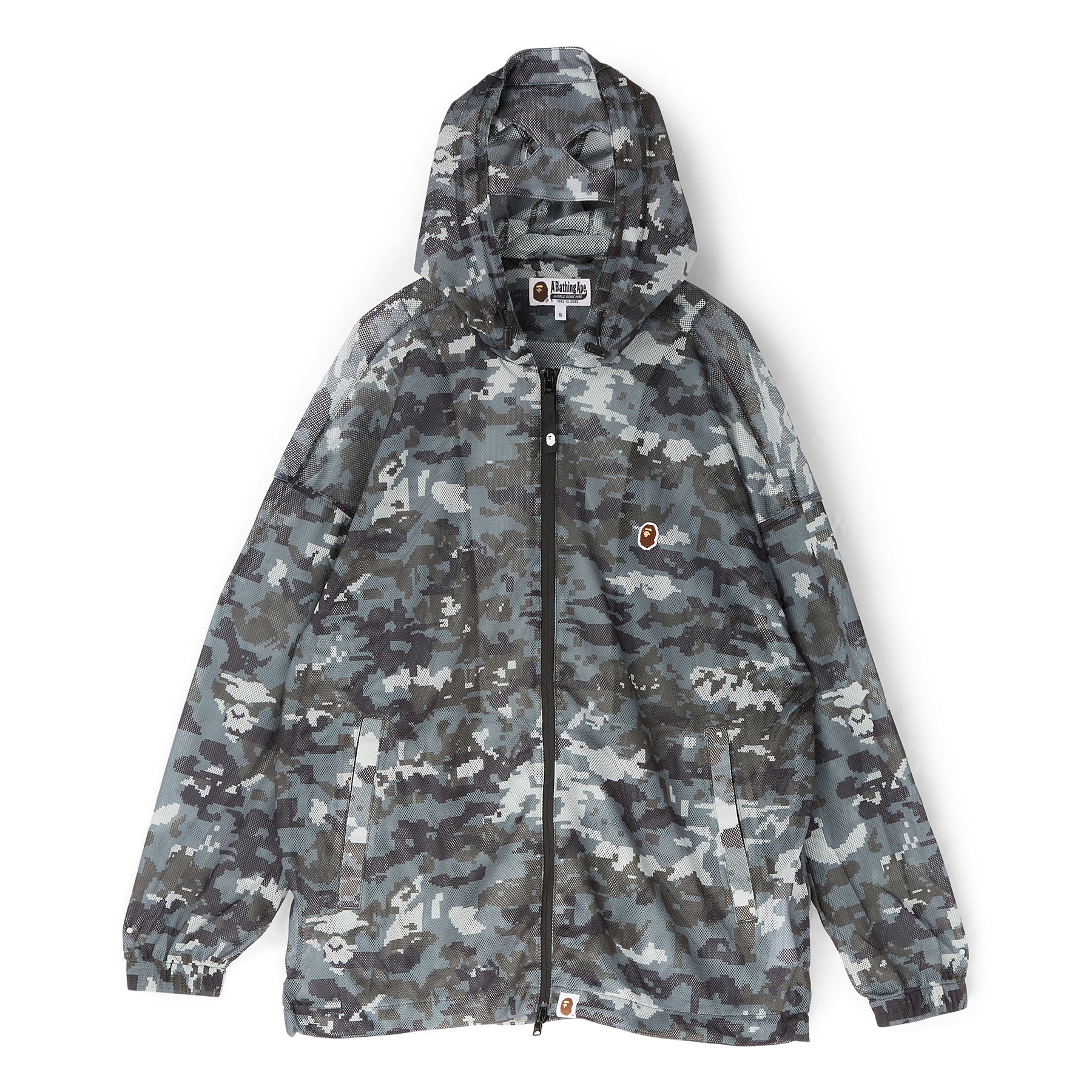 A Bathing Ape Multi Pixel Camo Mesh Hoodie Jacket M (Black)