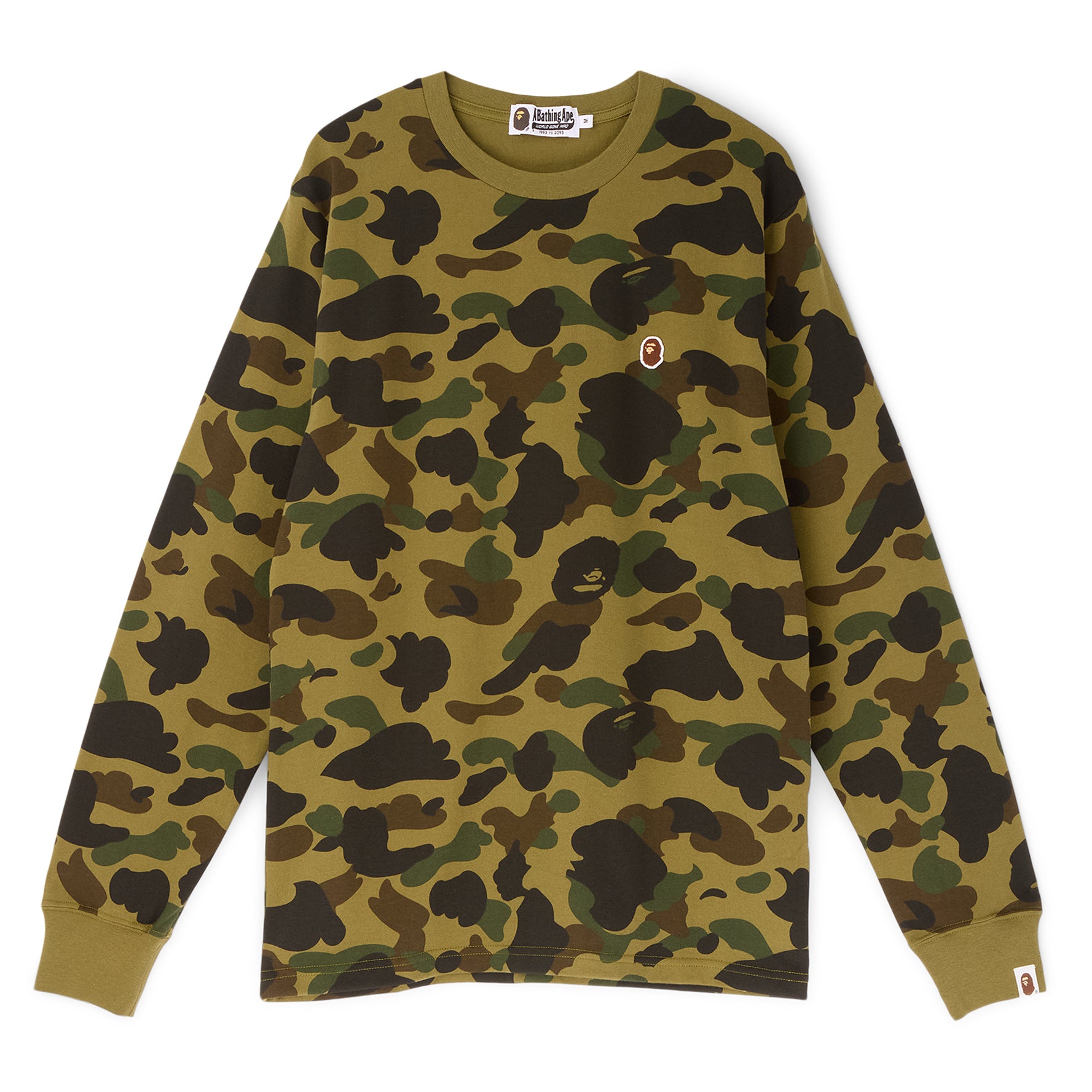 A Bathing Ape 1ST Camo One Point LS Tee (Green)