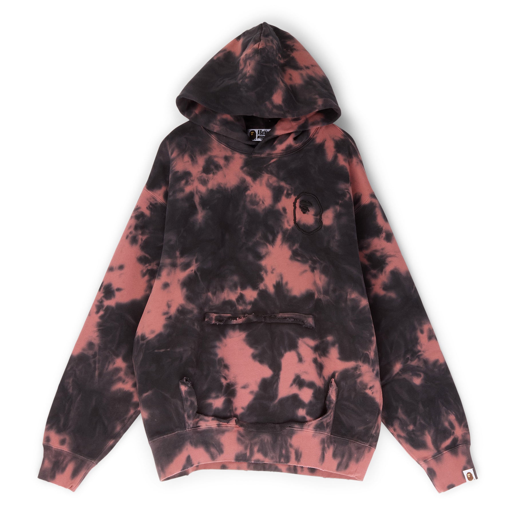 A Bathing Ape Destroyed Bleach Logo Relaxed Fit Pullover Hoodie (Black)