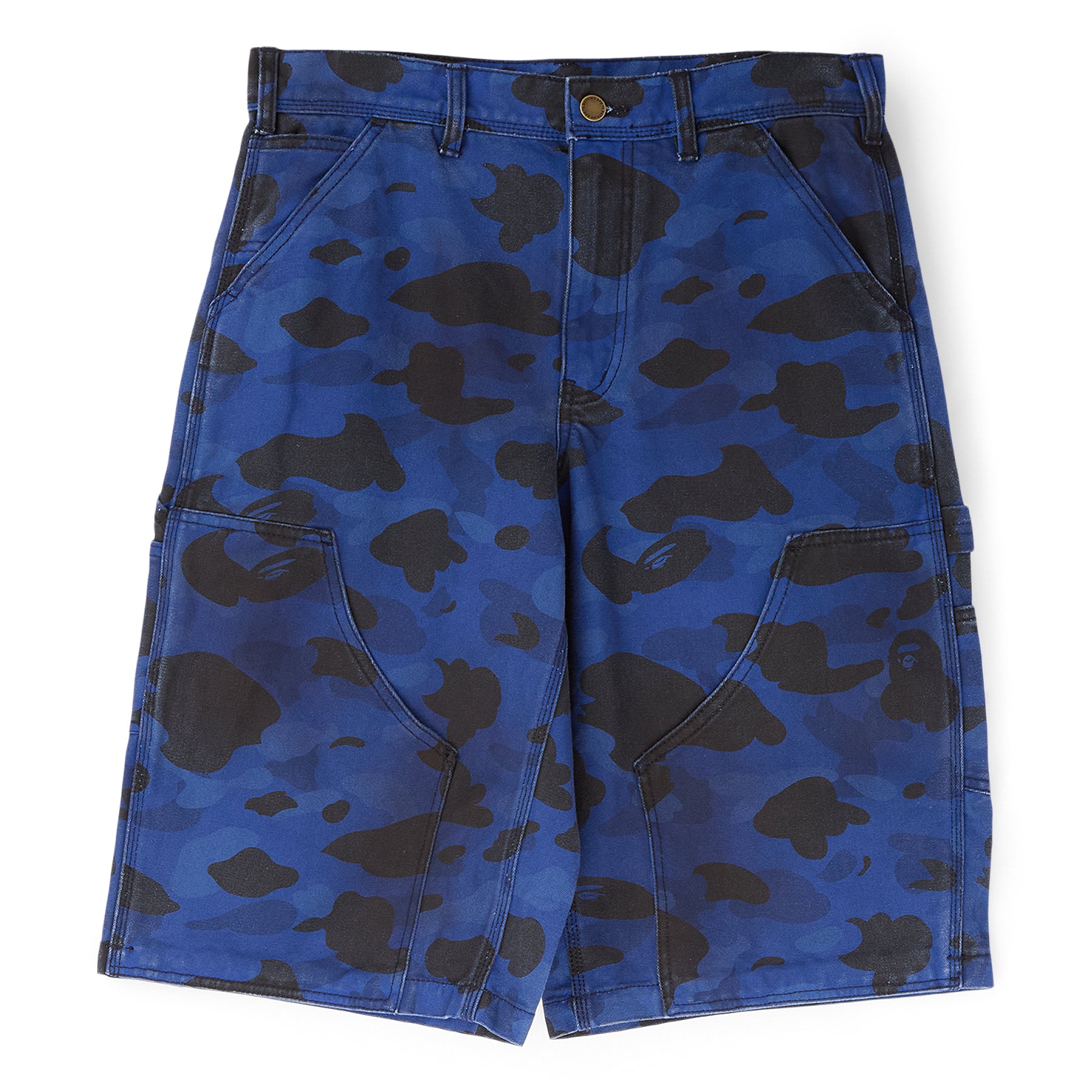 A Bathing Ape Solid 1St Camo Garment Dyed Relaxed Fit Work Shorts M (Navy)