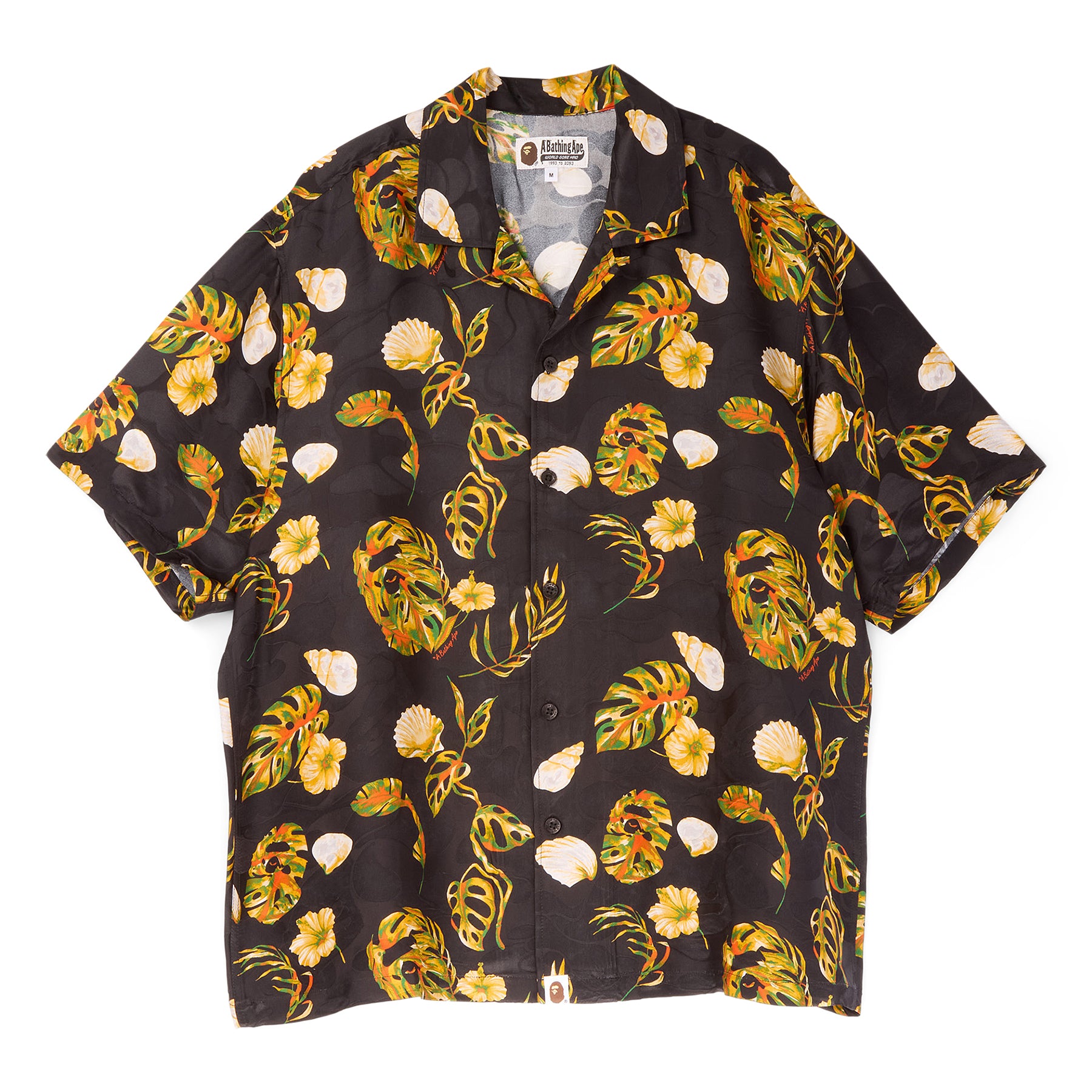 A Bathing Ape Vacation Pattern Open Collar Shirt (Black)