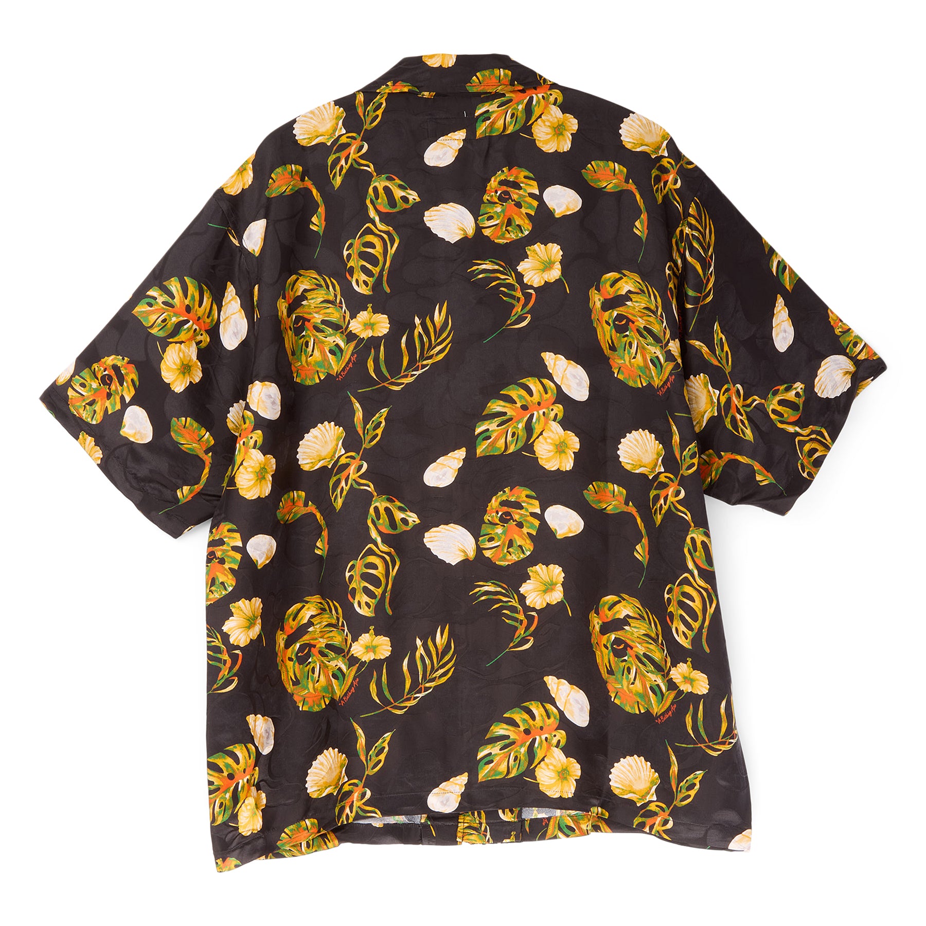 A Bathing Ape Vacation Pattern Open Collar Shirt (Black)