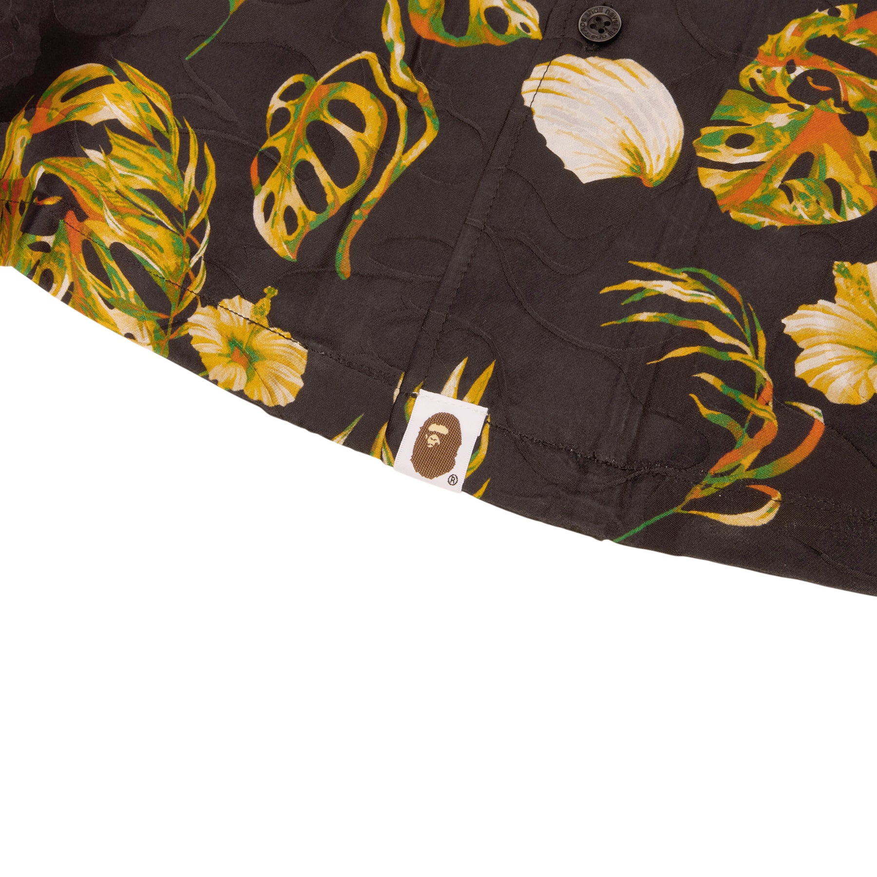 A Bathing Ape Vacation Pattern Open Collar Shirt (Black)