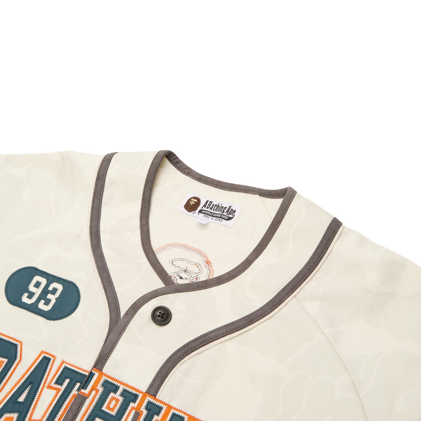 A Bathing Ape Solid Camo Multi Logo Baseball Ss Shirt M (Ivory)