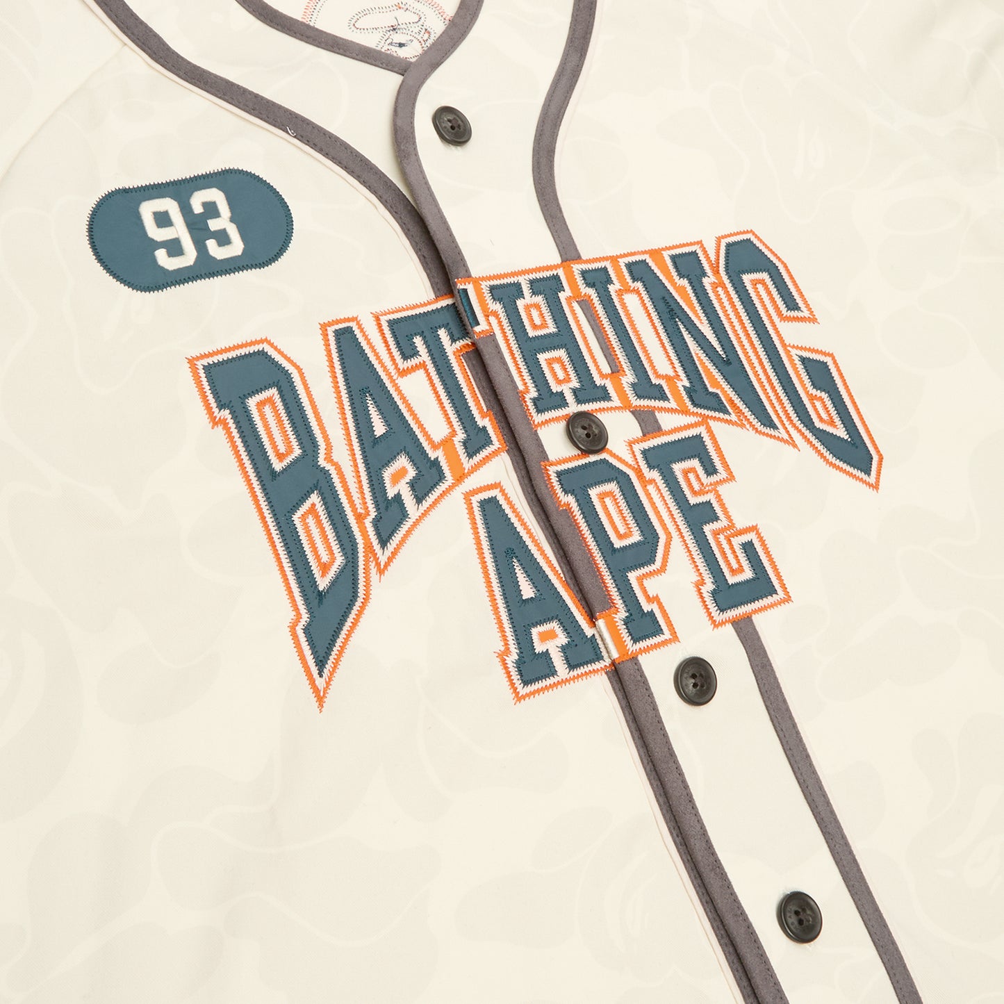 A Bathing Ape Solid Camo Multi Logo Baseball Ss Shirt M (Ivory)