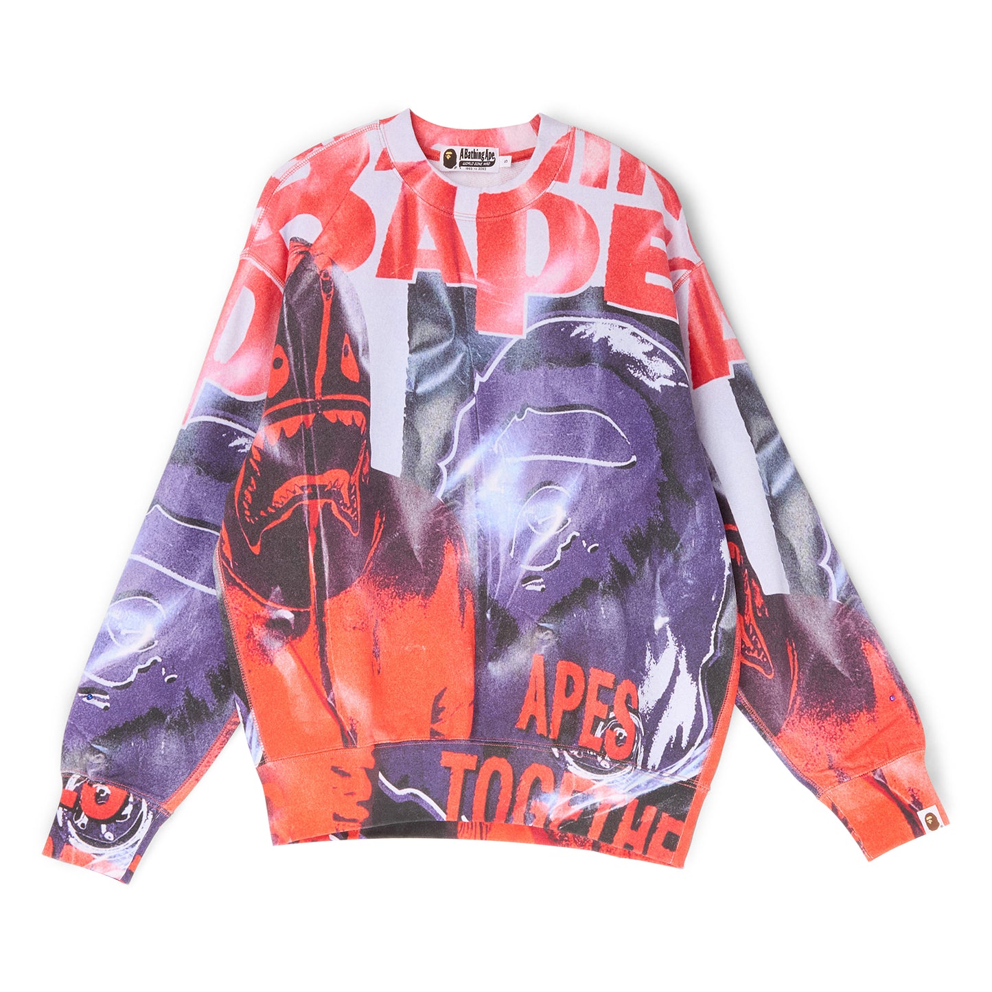 A Bathing Ape Overprint Relax Fit Crewneck Sweatshirt (Multi)