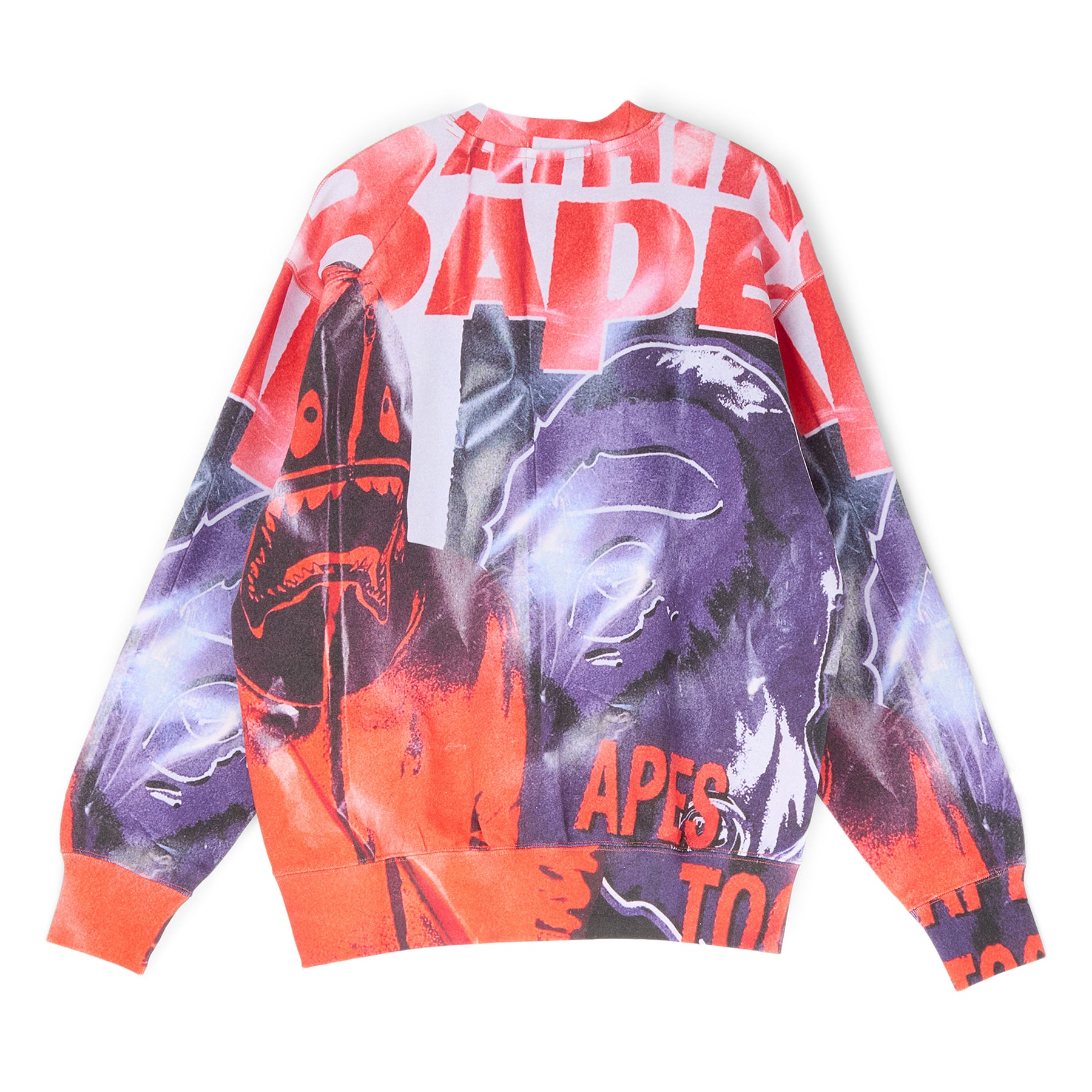 A Bathing Ape Overprint Relax Fit Crewneck Sweatshirt (Multi)