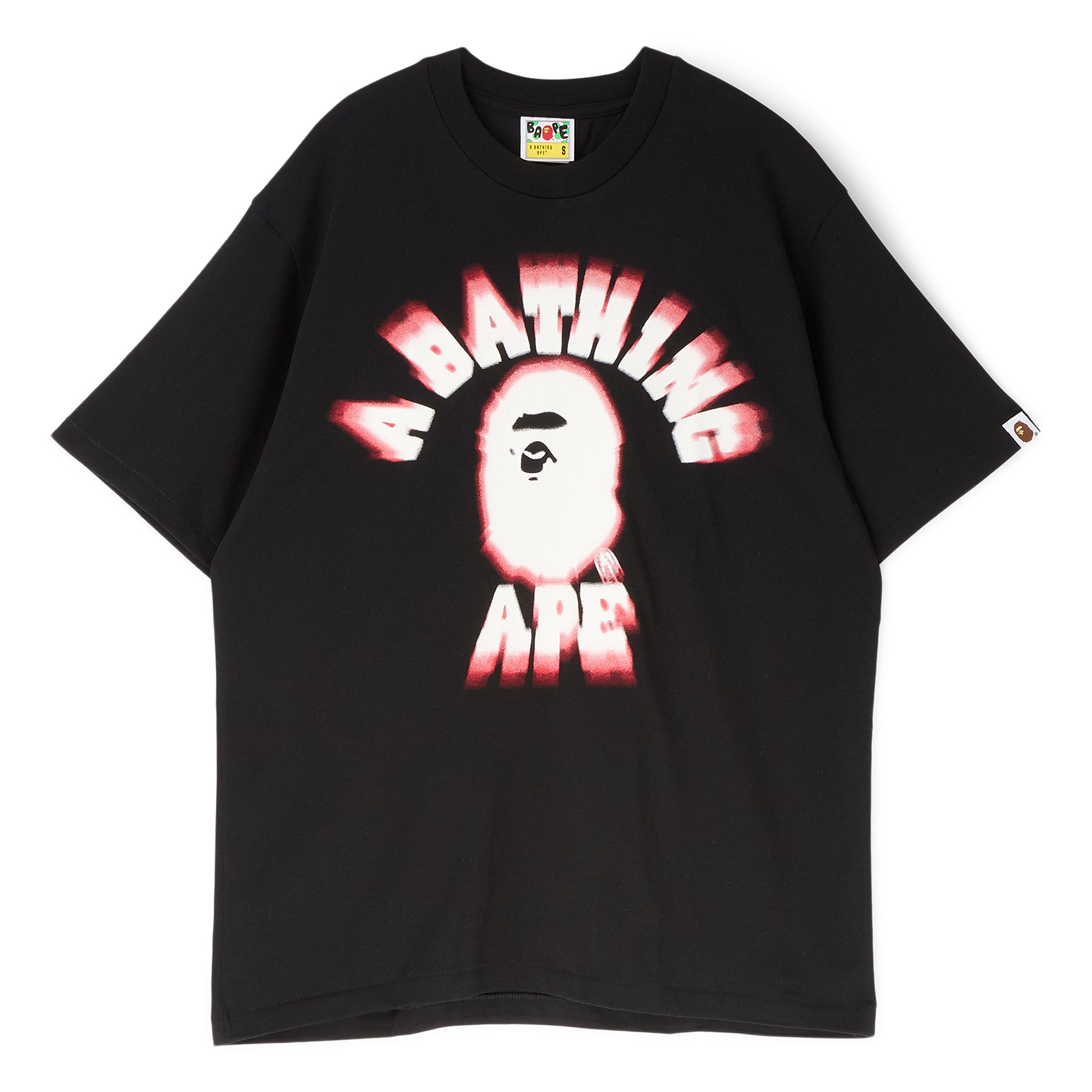 A Bathing Ape Spray College Relaxed Fit Tee M (Black)