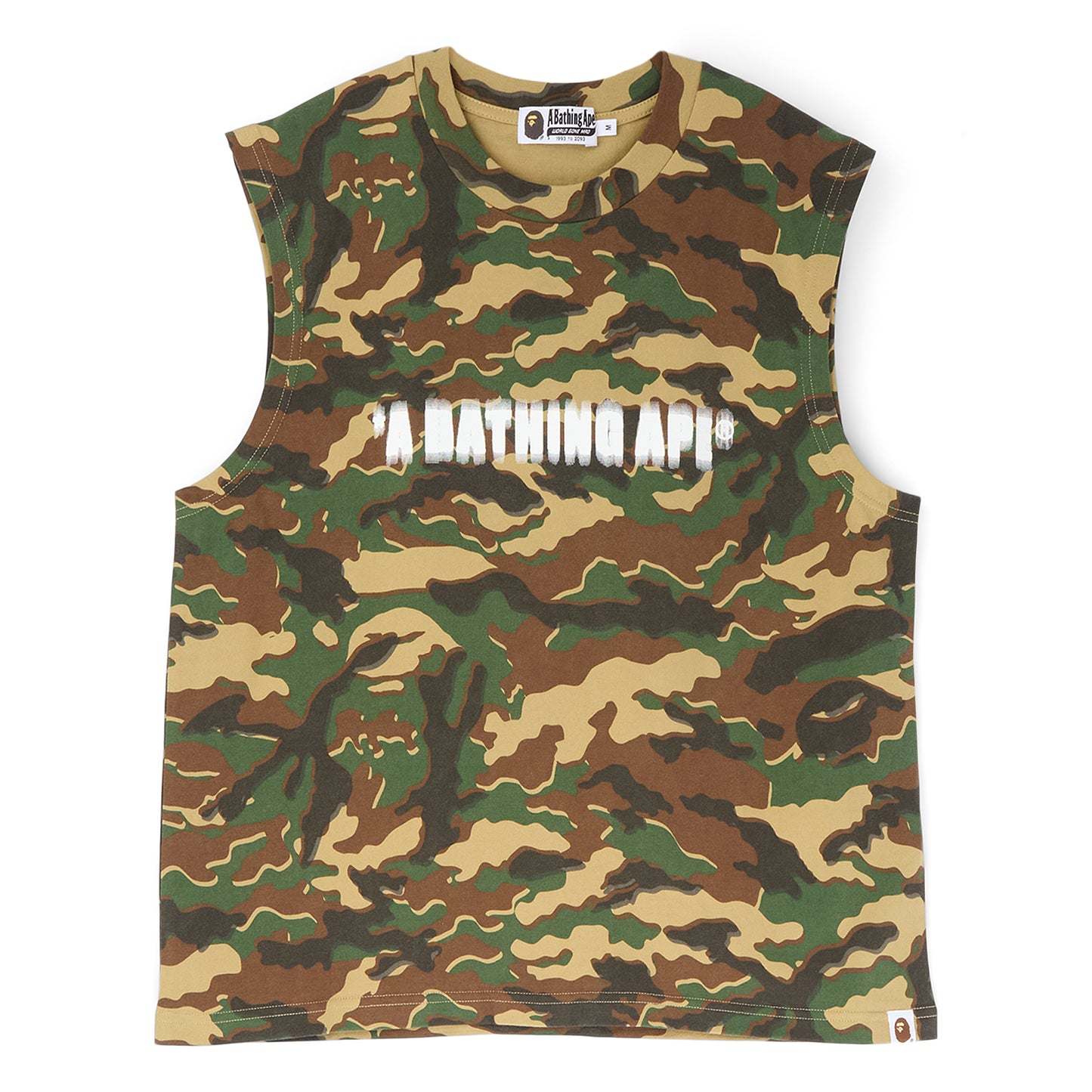 A Bathing Ape Glitch Woodland Camo Heavy Wash Bathing Ape Cropped Fit Tank M (Green)