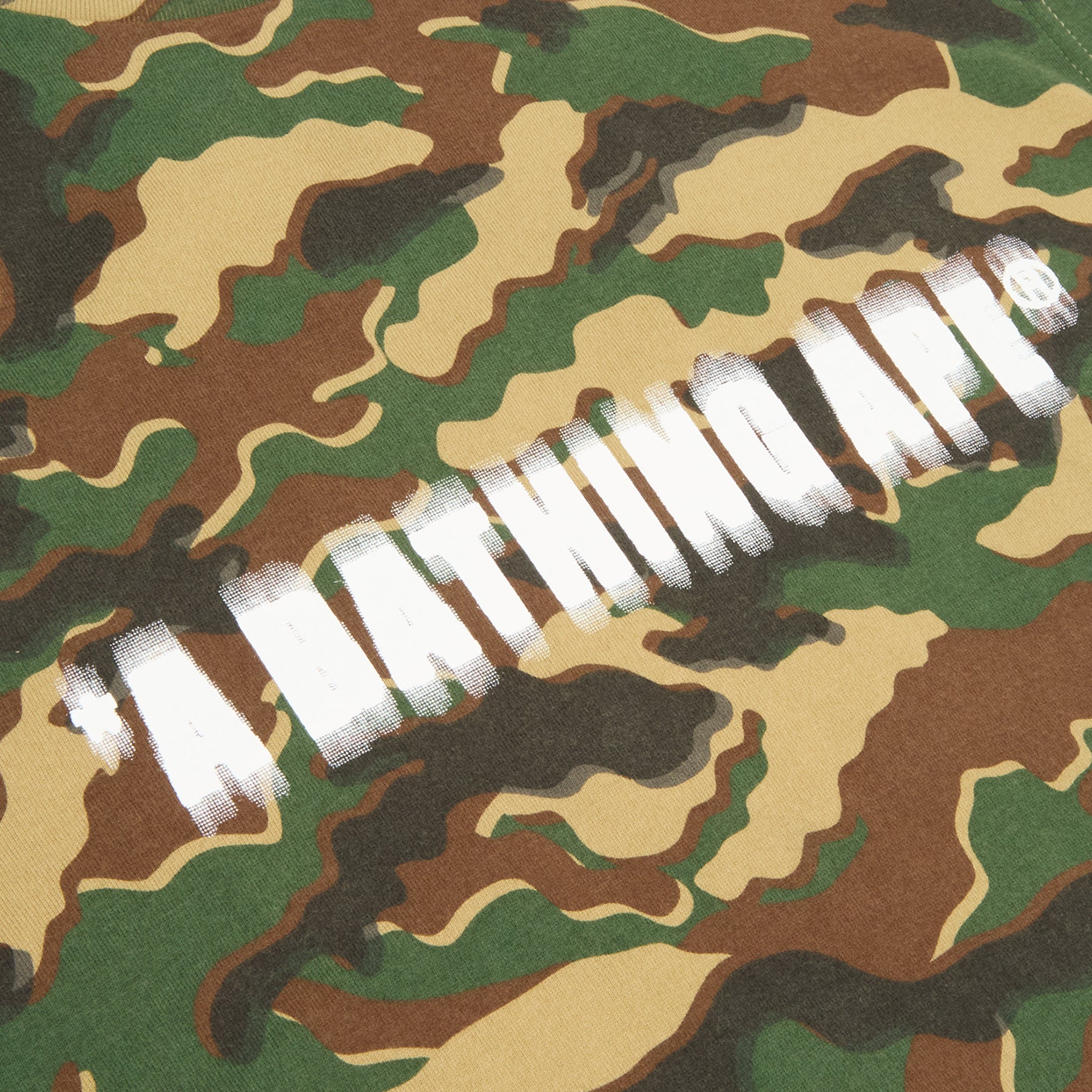 A Bathing Ape Glitch Woodland Camo Heavy Wash Bathing Ape Cropped Fit Tank M (Green)