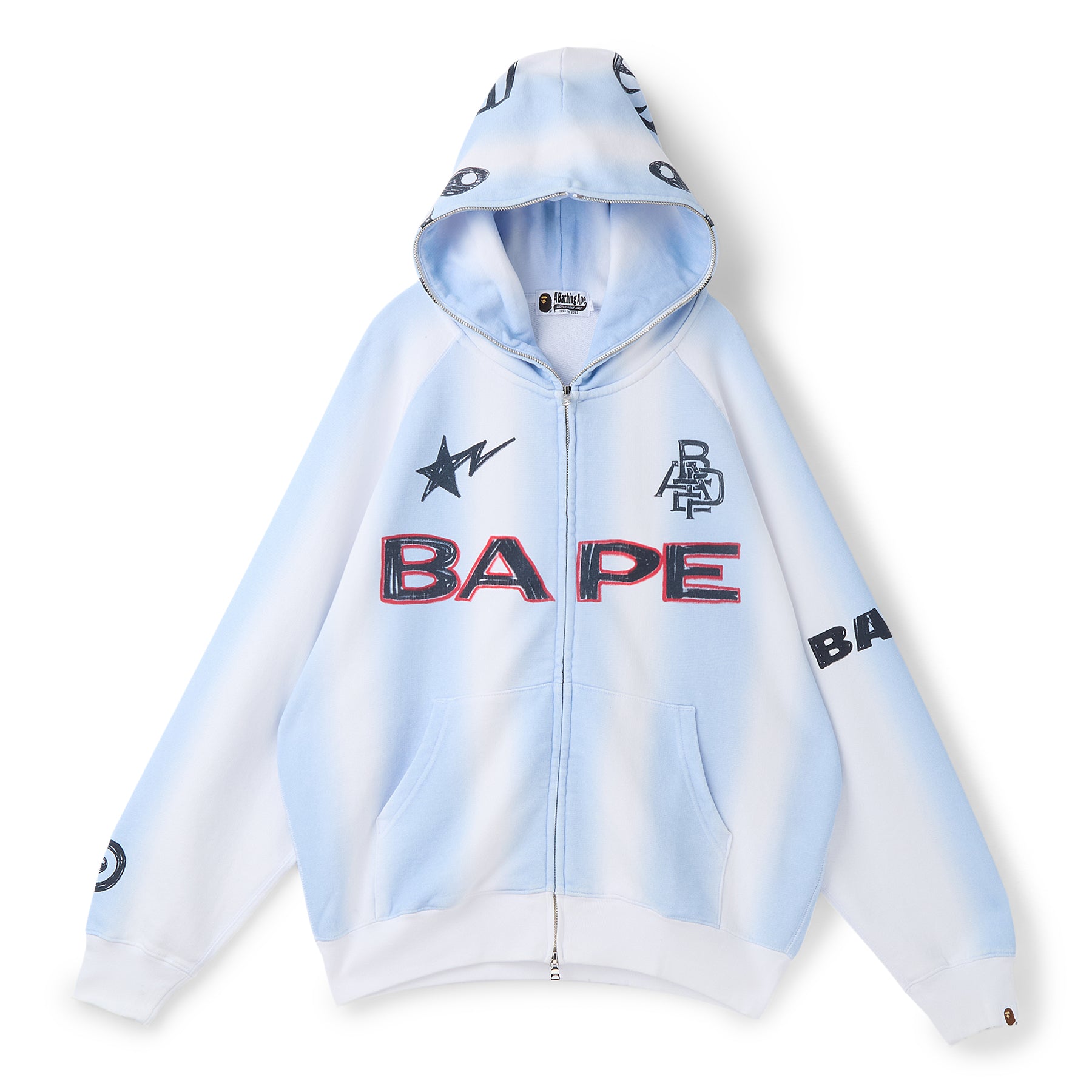 A BATHING APE SHARK FULL ZIP パーカー A Bathing Ape Hand Draw Football Shark Relaxed Fit Full Zip Hoodie