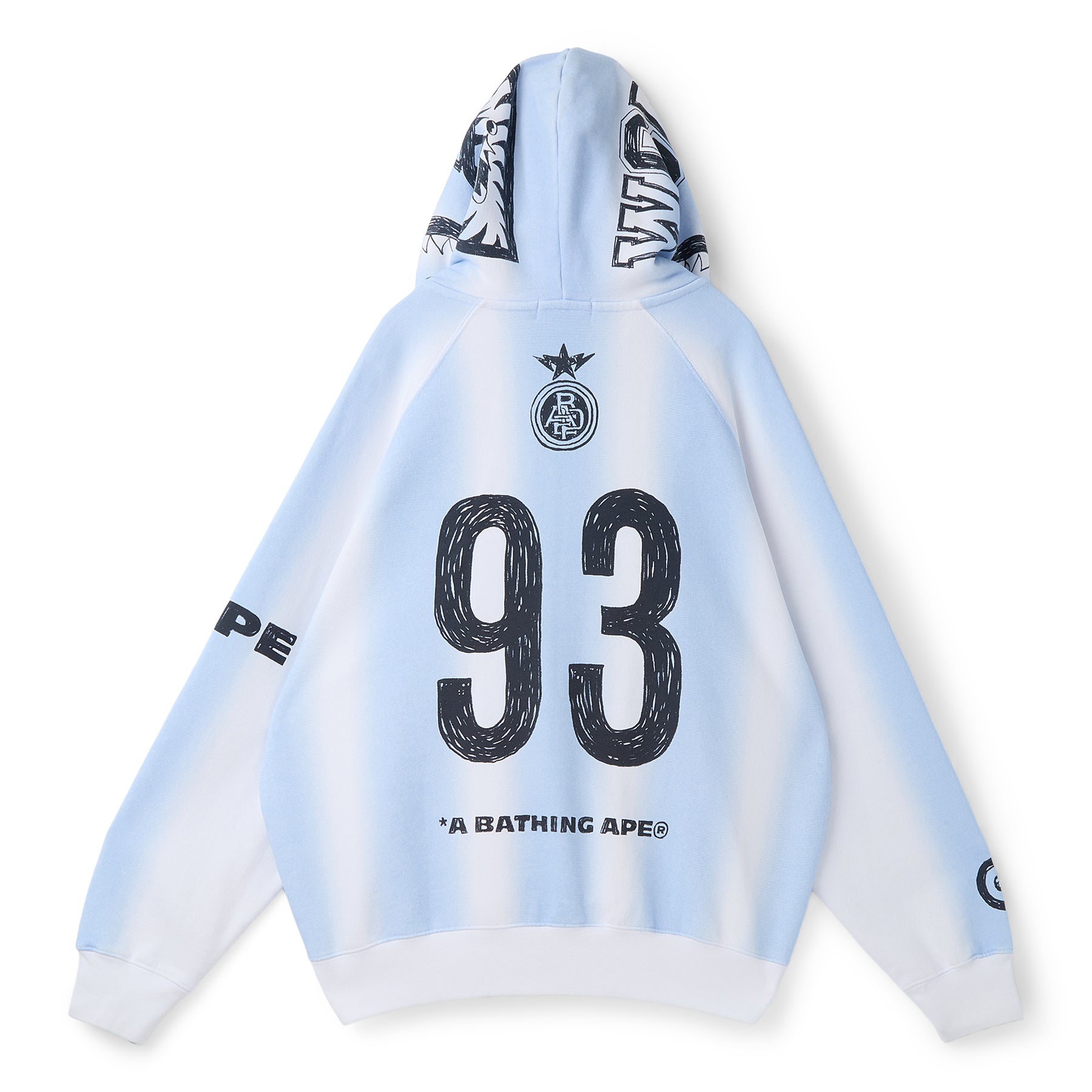 A Bathing Ape Hand Draw Football Shark Relaxed Fit Full Zip Hoodie