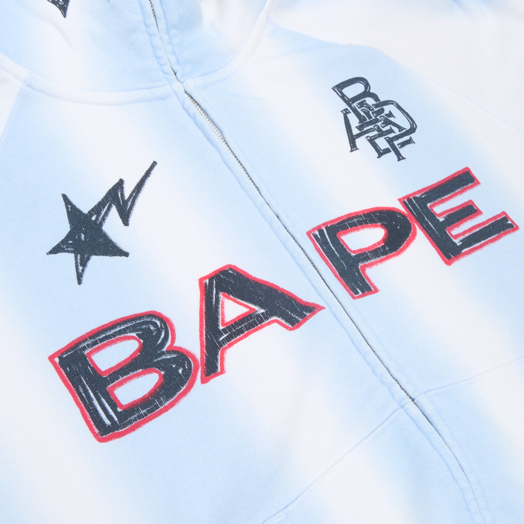 A Bathing Ape Hand Draw Football Shark Relaxed Fit Full Zip Hoodie