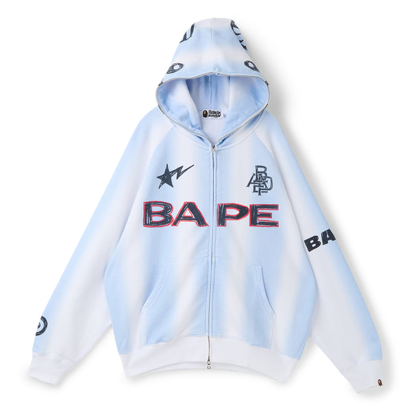 A Bathing Ape Hand Draw Football Shark Relaxed Fit Full Zip Hoodie