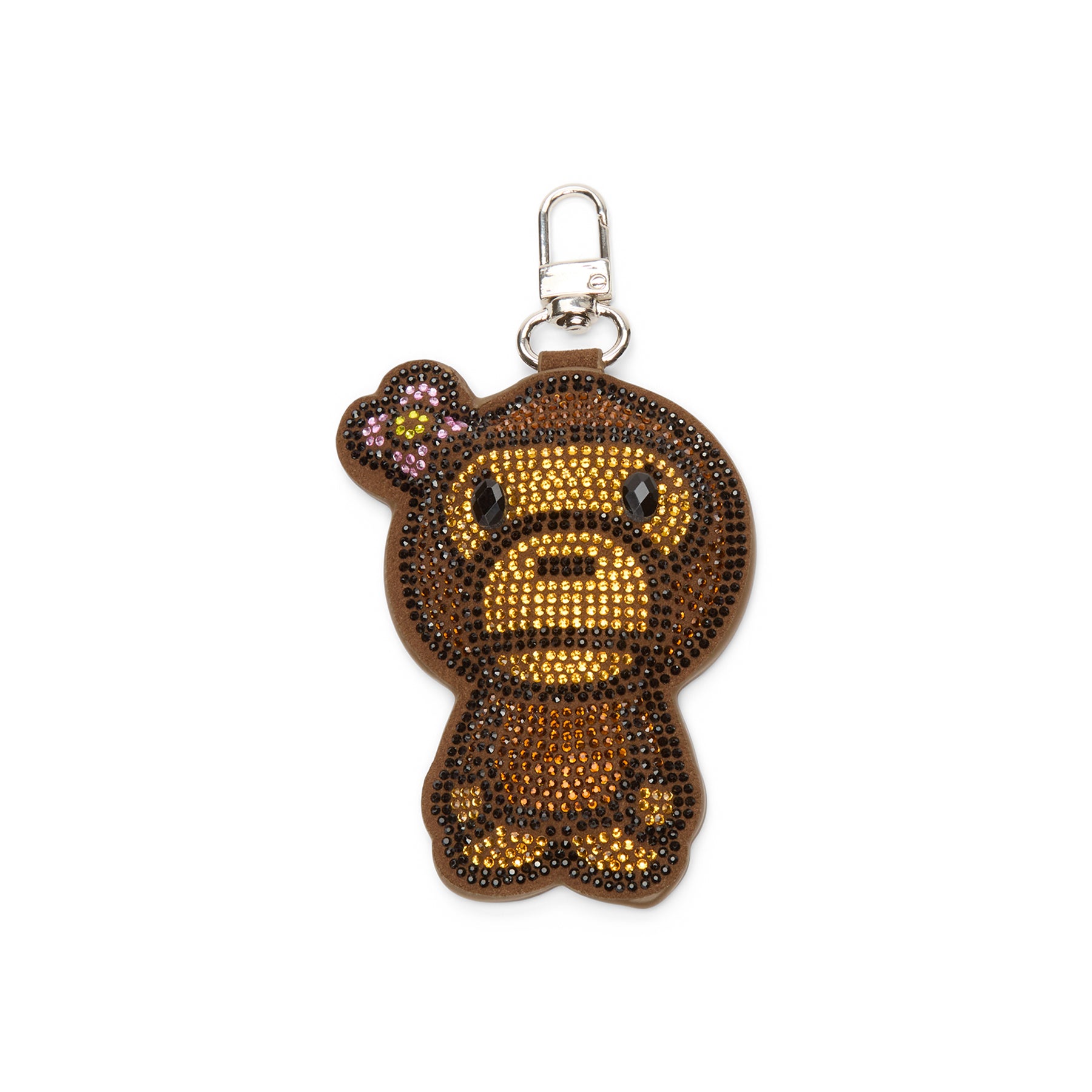 A Bathing Ape Crystalstone Baby Lisa Mirror Keychain L (Brown)