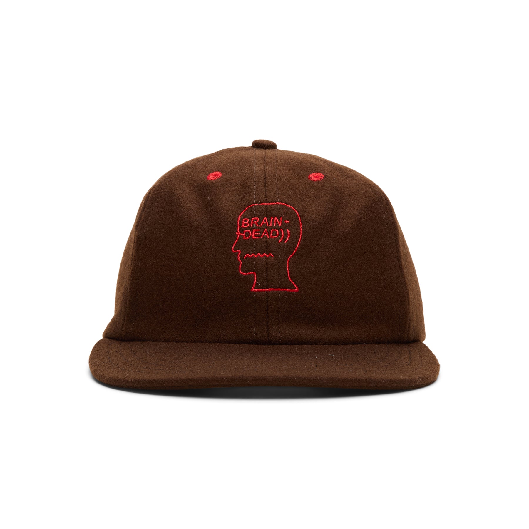 Brain Dead Flannel Classic Logohead 6 Panel Hat (Brown)