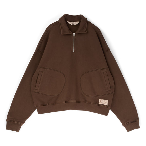 Brain Dead Half Zip Collared Sweatshirt (Brown) – CNCPTS