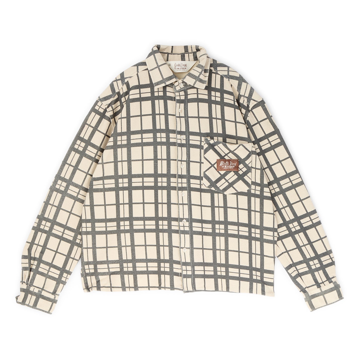 Brain Dead Plaid French Terry Button Up (Sand)